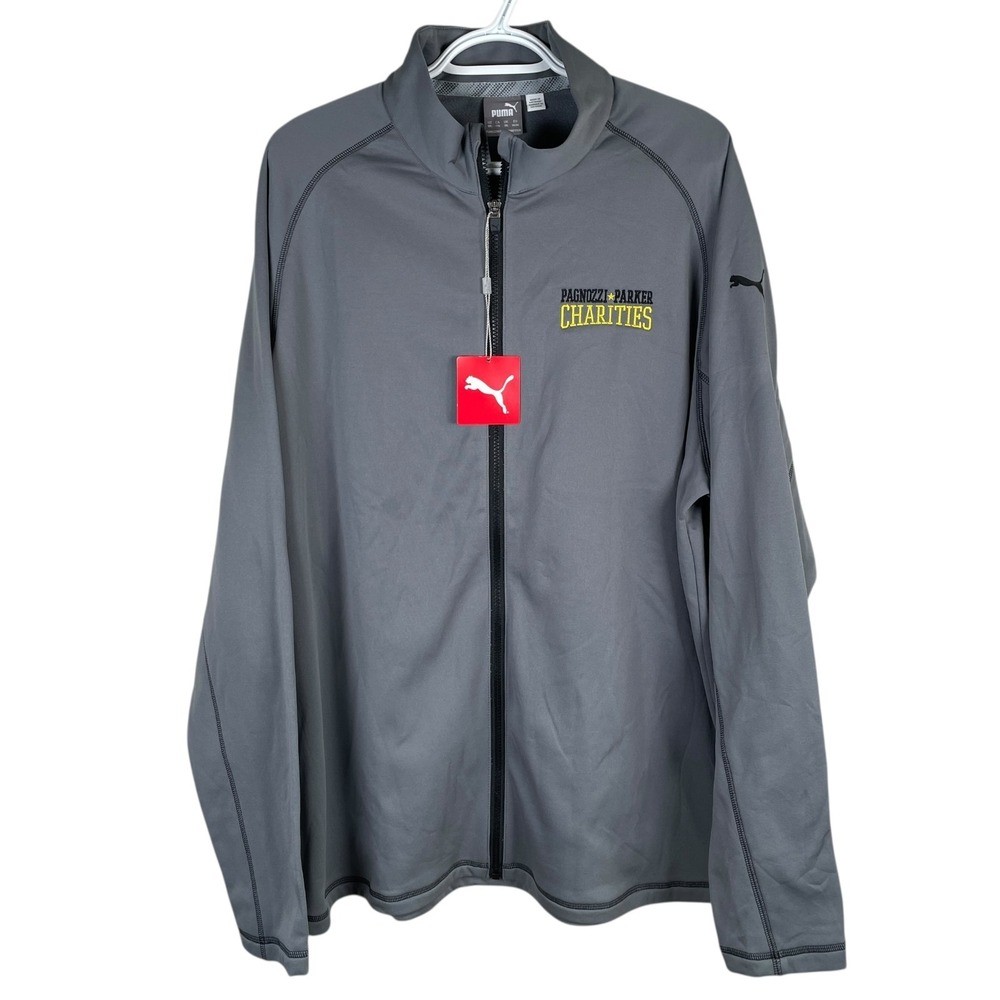 New Puma Fairway Full Zip Golf Jacket Mens 2XL Quiet Shade Gray Stretch Fleece